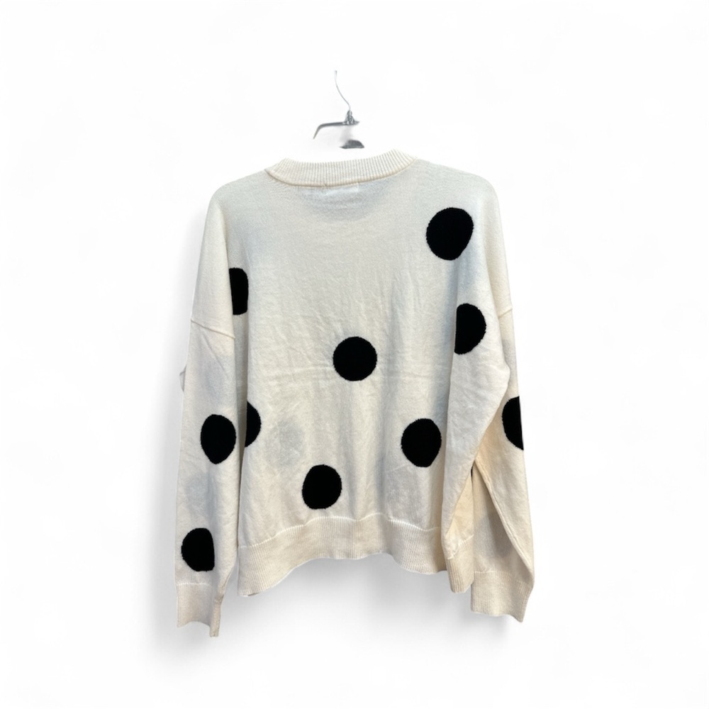 Tahari Cream Black Polka Dot Sweater XL Chic Crewneck - Picture 2 of 12